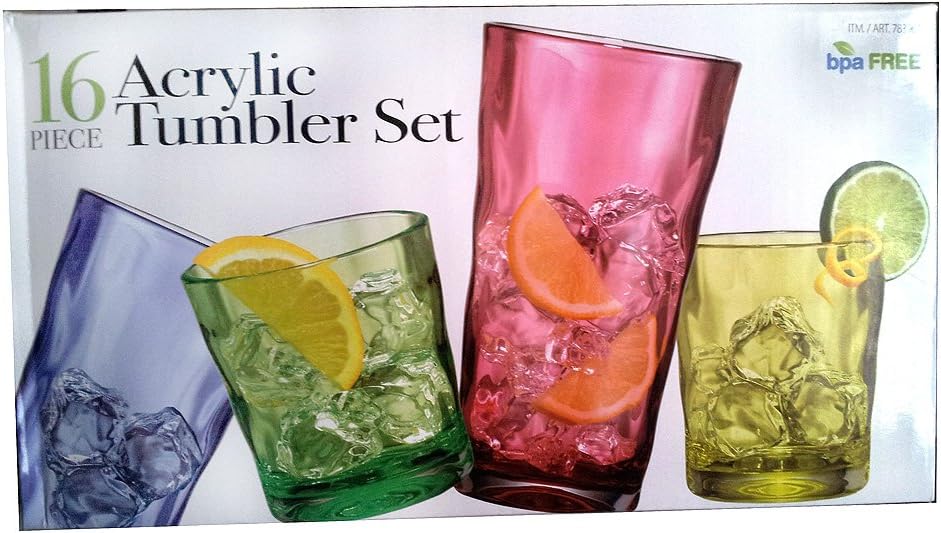 16 Piece Colorful Acrylic Tumbler Set