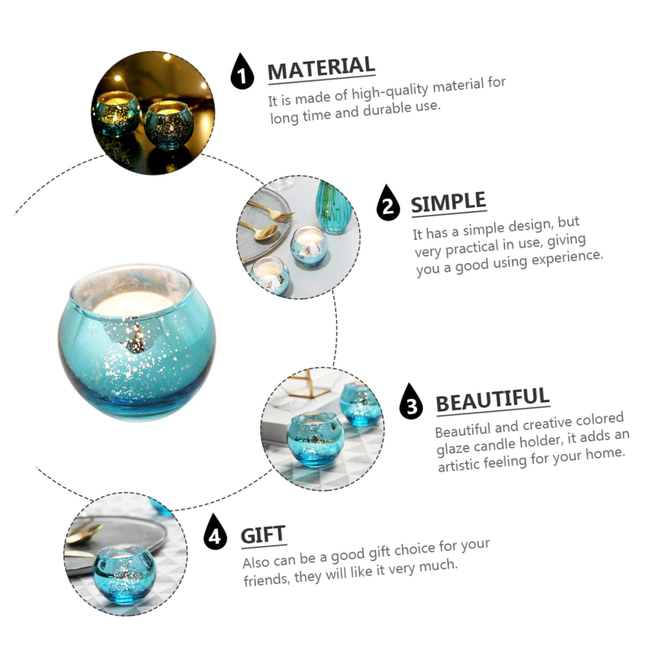 PRETYZOOM 12Pcs Glass Candle Holders Modern Speckled Hollow Candleholders for Home Decor for Bedrooms Living Rooms and Present Giving