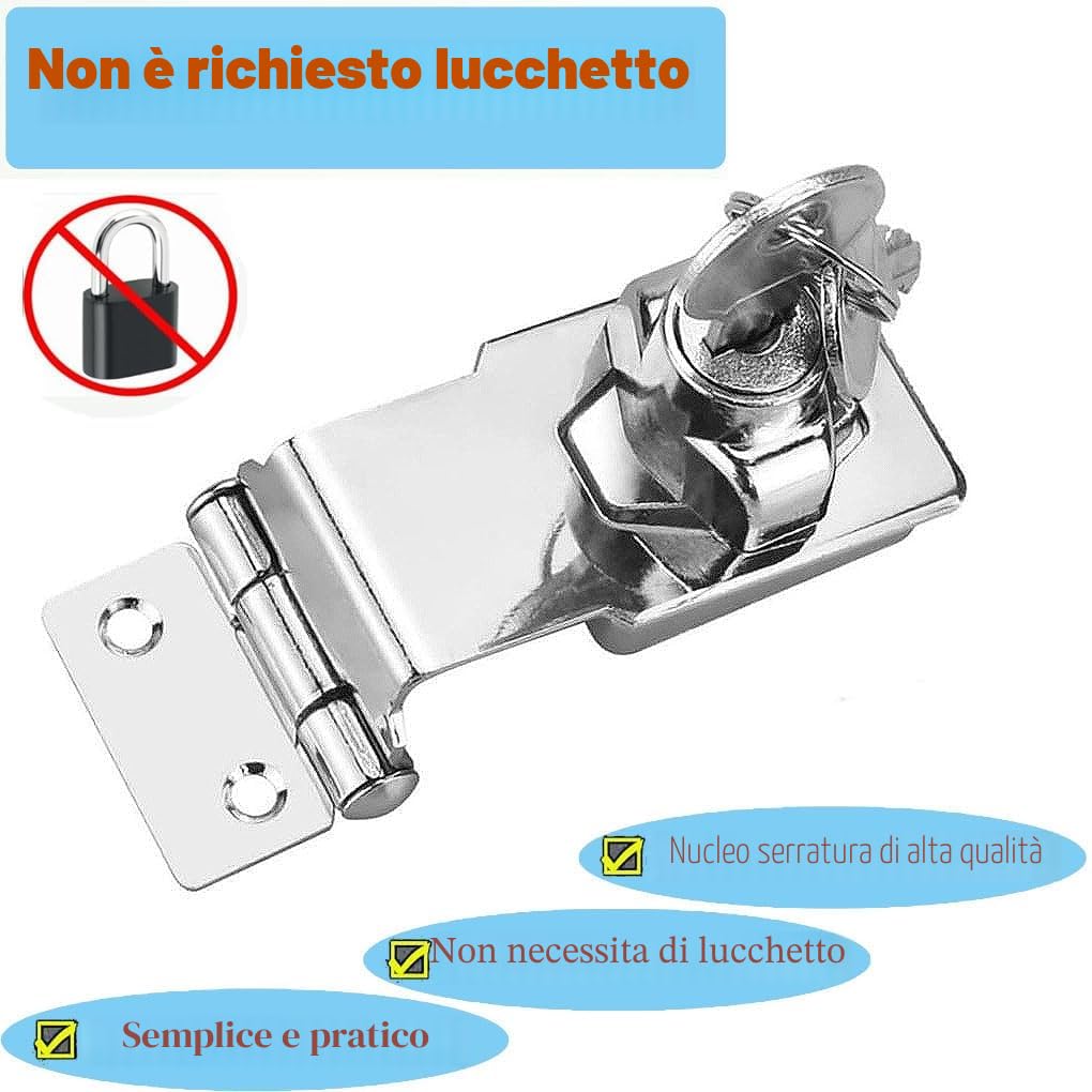 Lucchetto a serratura, chiusura a chiave con diverse chiavi, cassetto armadietto Serratura, Lucchetto Hasp, Chiusure Hasp, chiavistello, serratura per porte (Silver Right Angle 3 Inch)
