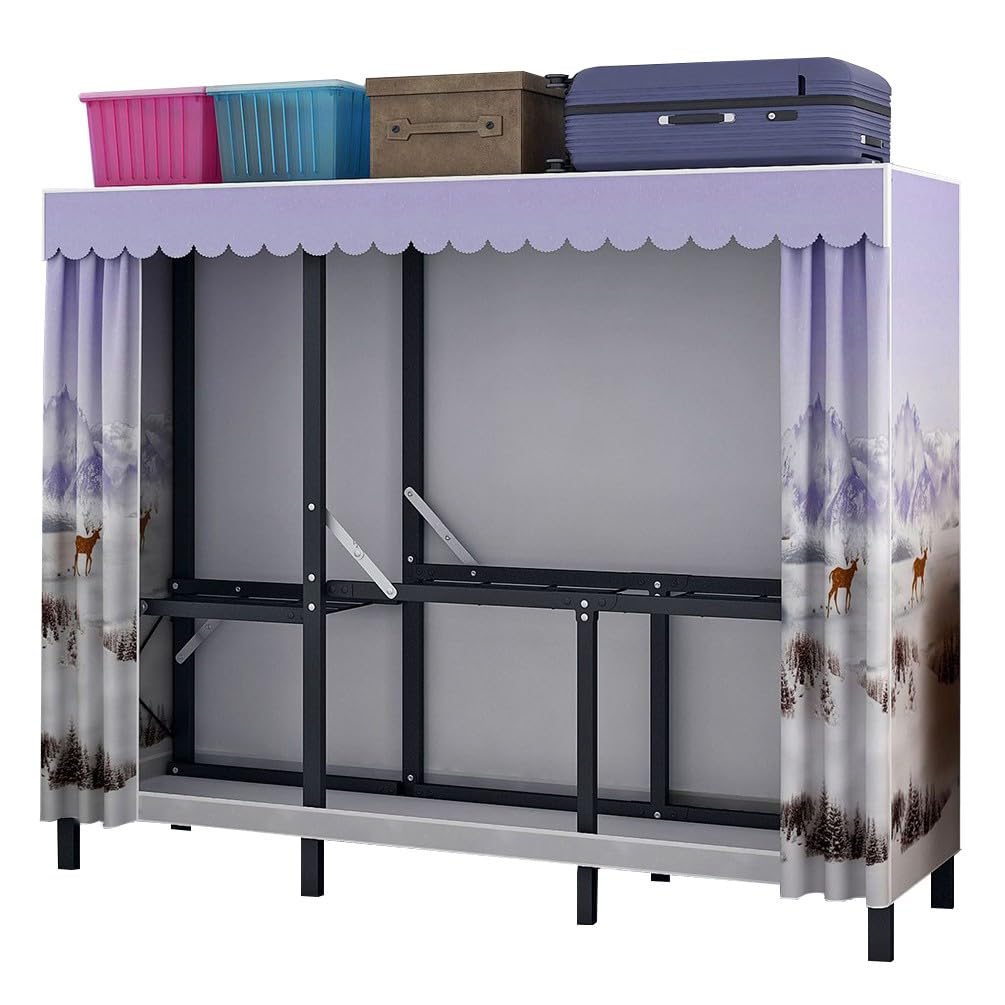 Armario Plegable, Armario Multifuncional de Gran Capacidad, 150x45x170 CM, Armario de Lona, Armario de Almacenamiento de Ropa de Acero portátil para Mudanzas, Temporada Escolar