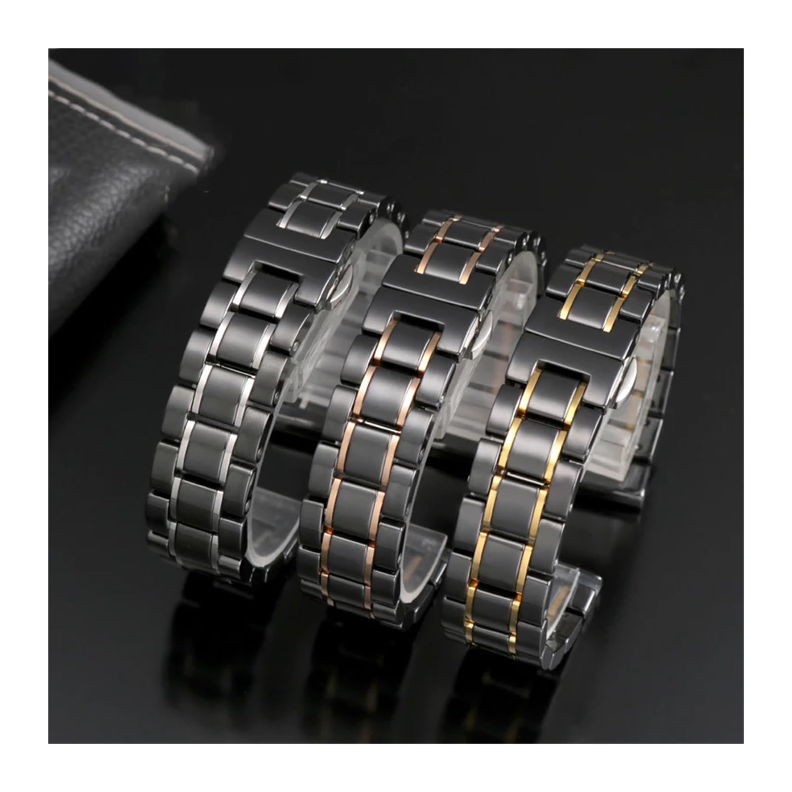 Cinturino for Orologio in Ceramica da 20 mm e 22 mm Compatibile con GT Magic GT3 PRO 43 mm/46 mm, Bracciale in Metallo con Camera in Ceramica for Donna e Uomo(4101-Black Steel,GT-GS PRO-GS3)
