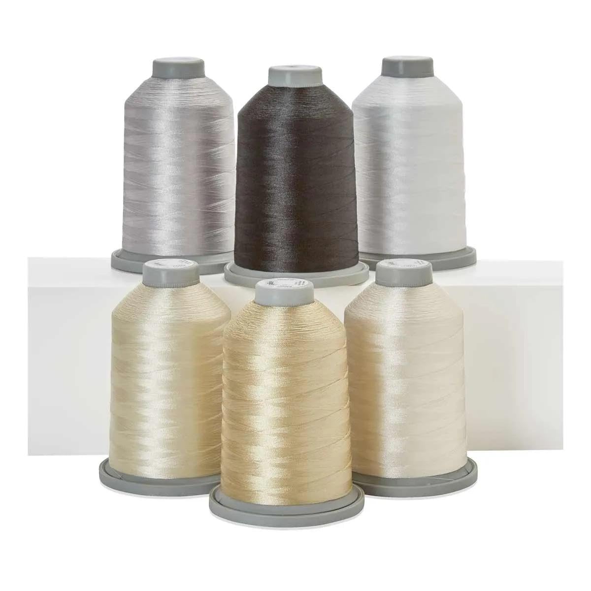 Glide Thread Kit The Perfect Blend - Set of 6 Neutral Colors - 5,500yds Each Spool - Trilobal Polyester Thread No.40 for Quilting - Super Sheen, No