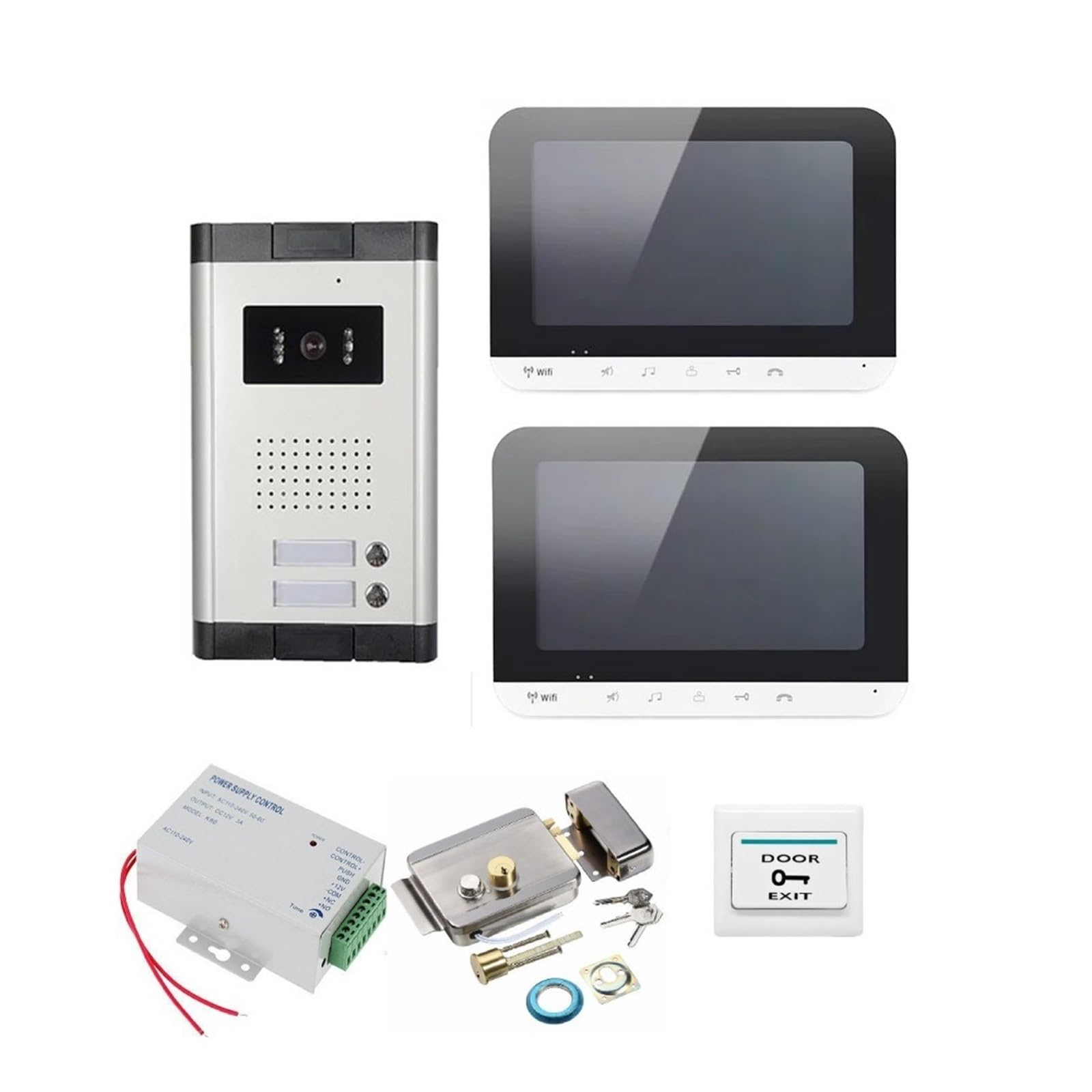Sonnette sans fil Interphone Vidéo 7 Pouces LCD Moniteur Wifi Sans Fil Vidéo Porte Téléphone Sonnette Interphone Kit For 2/3 Unités Appartement pour le bureau de l'école à domicile ( Size : V70MG-620-
