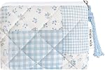Cotton Quilted Floral Coin Purse Digital Camera Pouch with Cute Prints Zipper for Women Girls (BLUE PATCH)