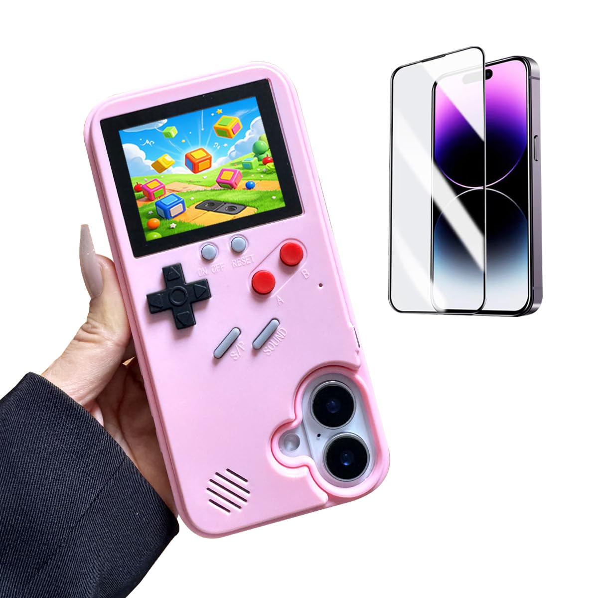 ERAKOLE for iPhone 16 Plus Case Gamer Design Retro Video Game Playable Phone Cover, Classic Creative Birthday Gifts, Shockproof Funny Case for iPhone,