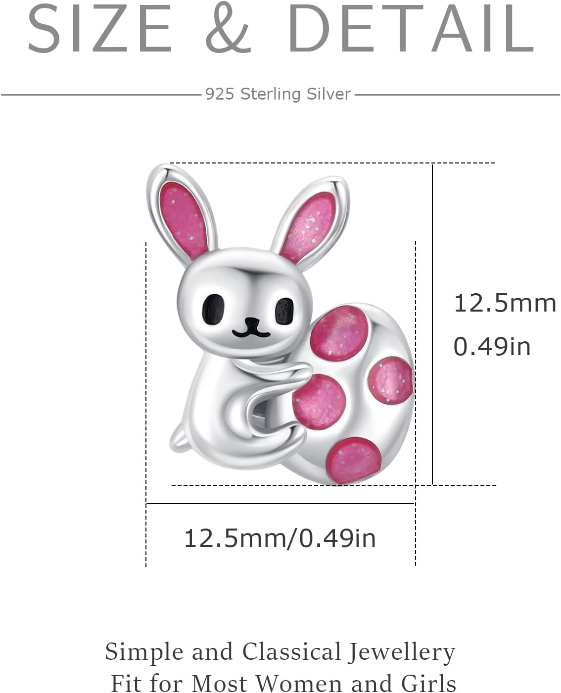 Easter Day Bunny Earrings for Women S925 Sterling Silver Bunny Egg Studs Earrings Rabbit Earrings with Pink Ear Bunny Jewelry Birthday Gift for Daughter friend Wife for Grand