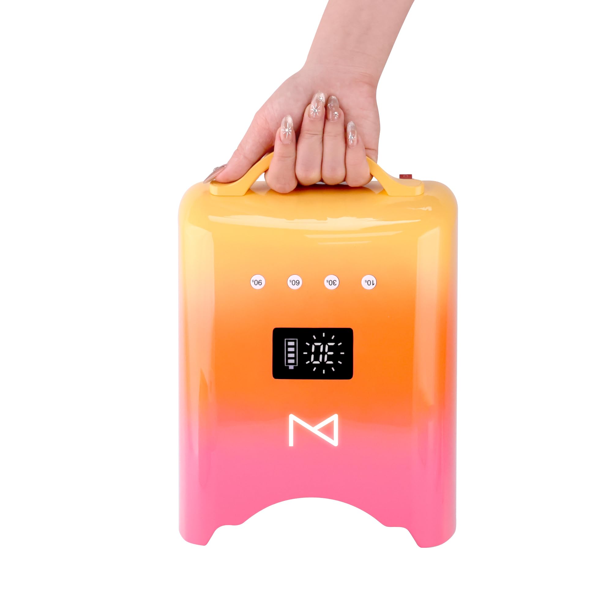 M - NEO - Lampada per unghie ricaricabile e senza fili, 78 W, con 4 display LCD Timer, sensore automatico e interni spaziosi per mani e lunghezze delle unghie di tutte le dimensioni (sfumato oro rosa)