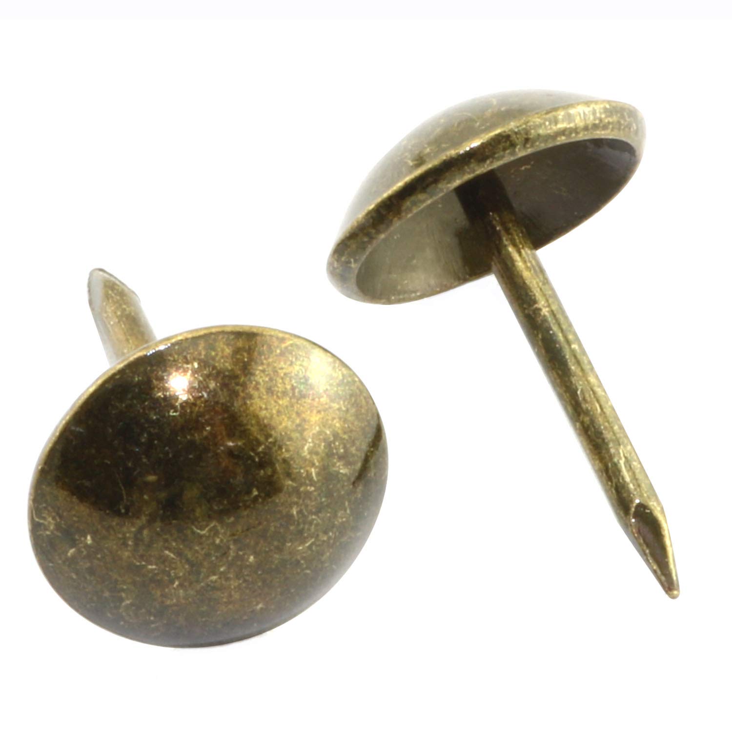 RuiLing 100pcs Bronze Upholstery Nail Antique Round Head Pushpin Furniture Nails Sofa Decorative Tack Stud 11x17mm