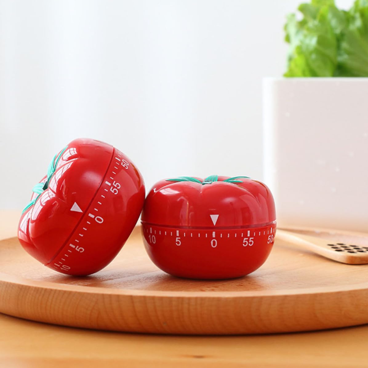 UKCOCO Mechanischer Küchentimer Praktischer Küchentimer in Tomatenform 2 Stück aus Pp Batterie mit Alarm für Präzise Garzeit Beim Kochen