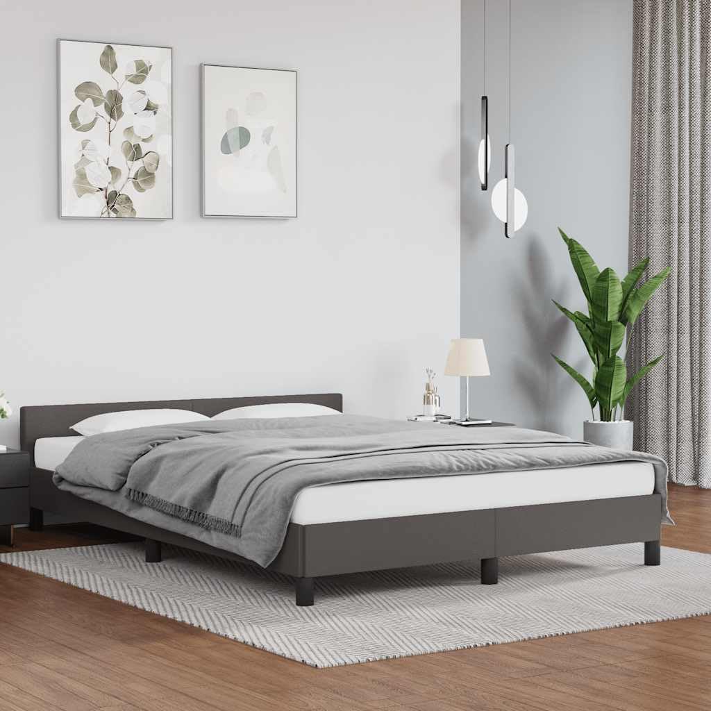 Similpelle Premium Giroletto Con Testiera Grigio 140x200 cm