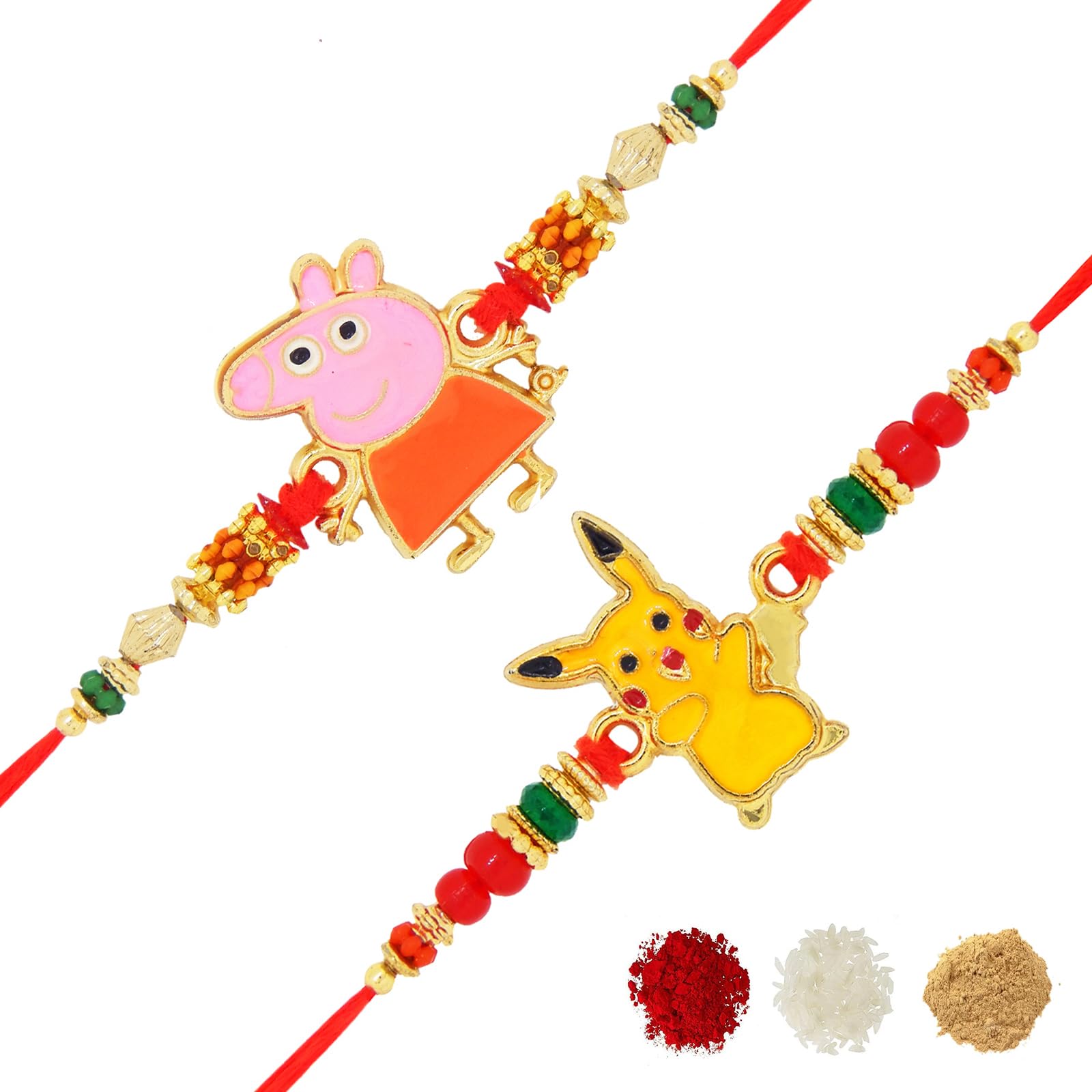 Fresh Vibes Combo of 2 Rakhi for Kids - Cartoon Character Peppa Pig & Pokemon Pikachu Rakhis for Little Brother (Tilak included) (B0CB4HJSDX) Amazon Price History, Amazon Price Tracker