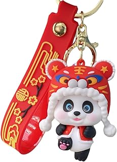 Lion Dance Panda Keychain, Cute Girl Doll, Schoolbag Pendant, Car Key Chain, Gift