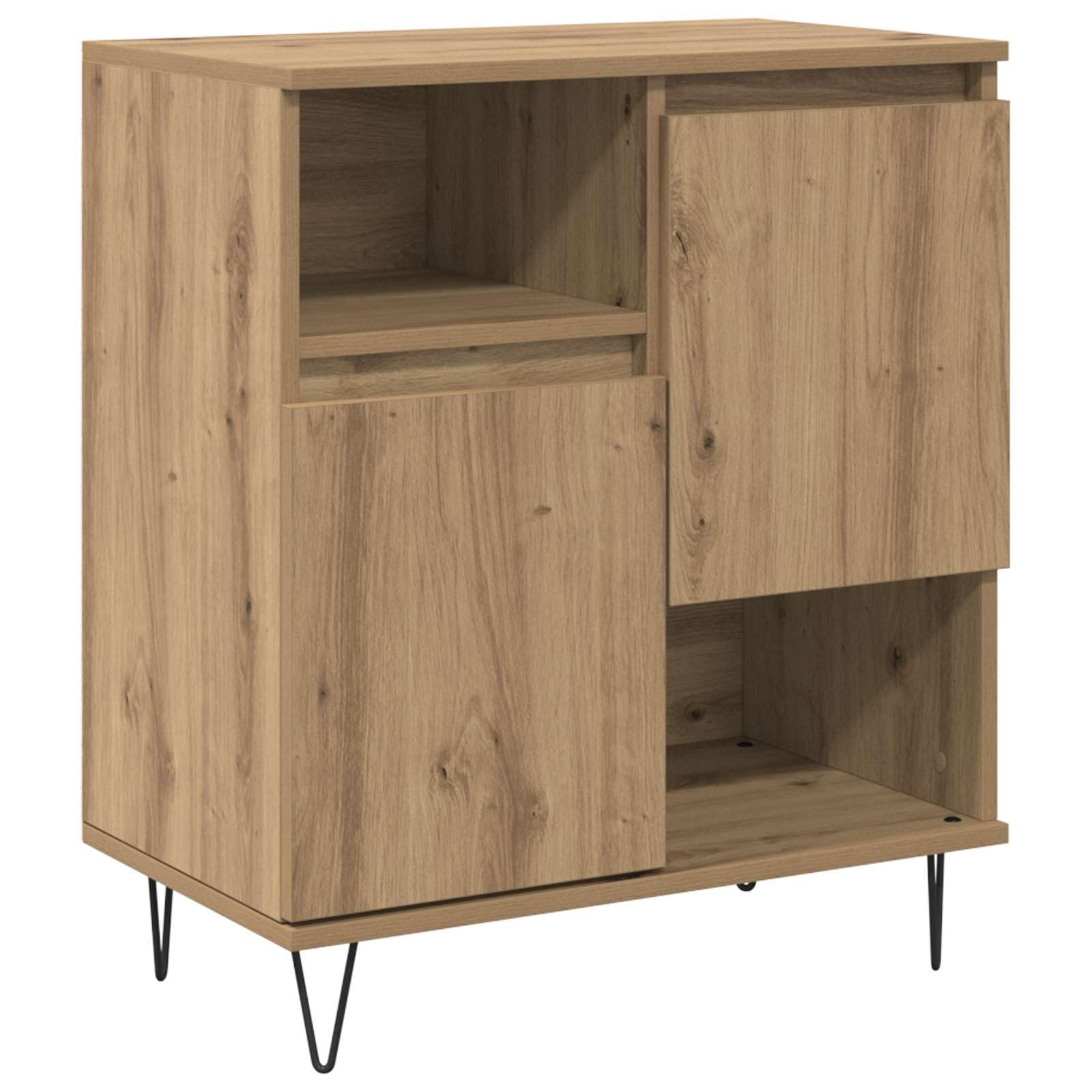 Générique Bufet 2 sztuki z drewna inżynieryjnego, nowoczesna prostokątna szafka do przechowywania 60x35x70 cm, meble do salonu lub jadalni z przestronnymi przegródkami, czysty design i montaż