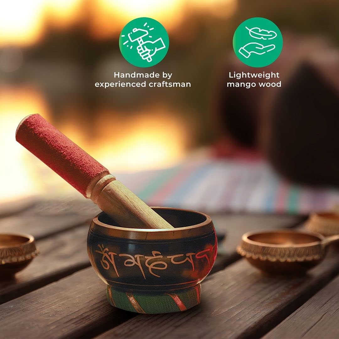 Handmade Tibetan Singing Bowl Buddhist Mantra Sound Bowl Set Meditation Yoga Stress Relief Birthday Christmas Gifts