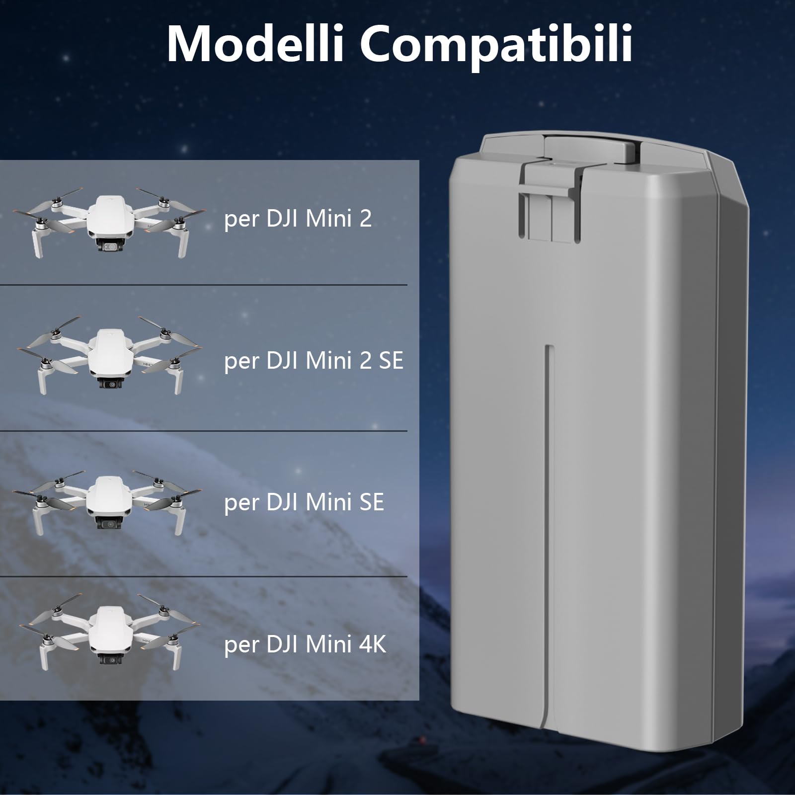 MVMOD Mini 4K/2 SE Batteria, Mini 2 SE Batterie Intelligenti 2-Pack, 2400mAh 7.7V 31Mins Max Tempo di Volo Drone Batteria (Solo per caricatori originali DJI)