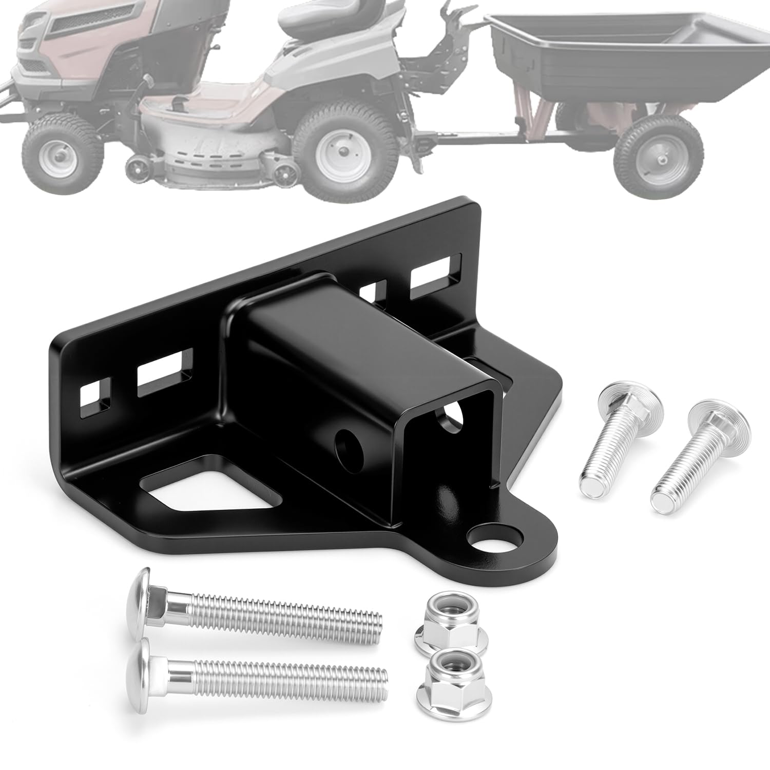 Photo 1 of 1-1/4" Bolt-On Receiver Tube, Universal Trailer Hitch Adapter with Carbon Steel, Pintle Hitch Receiver for Zero Turn Mower Golf Cart Tractors, Towing Hitch Extender Supports up to 7,000 pounds