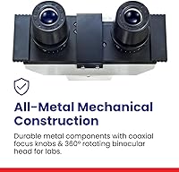 Vista 6 de OMAX Microscopio de laboratorio compuesto binocular LED 40X-2000X con platina mecánica de doble capa + portaobjetos en blanco, cubreobjetos y papel