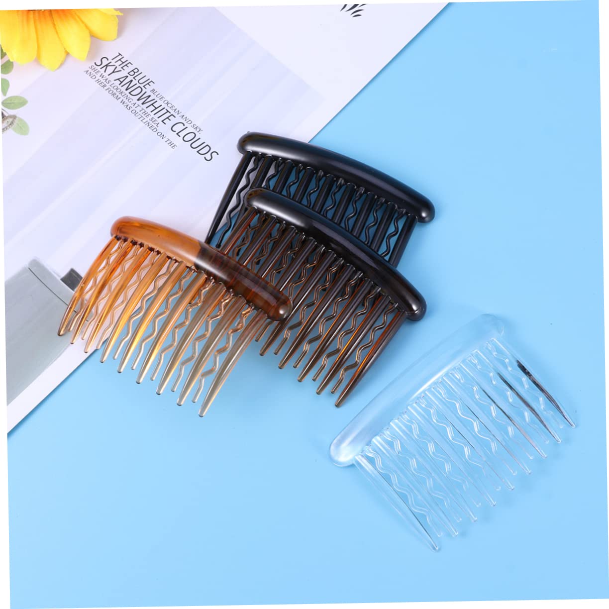 24pcs Wave Tooth Hair Side Combs for Fine Hair Teeth Black Dark Coffee Light Coffee Transparent White for Bridal Wedding Everyday Use