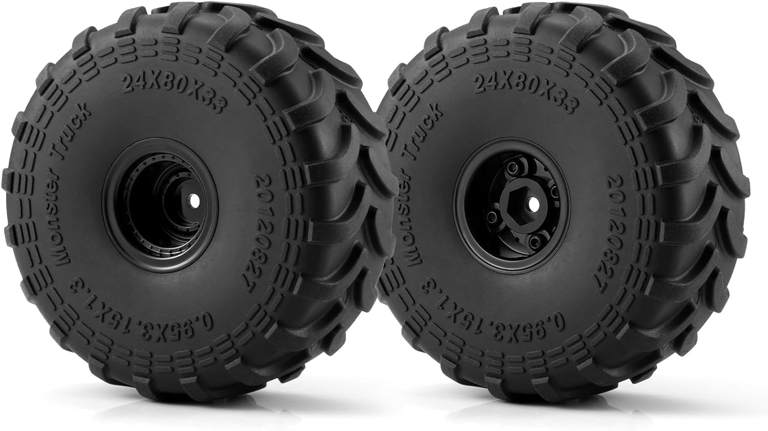 RCHUBAM 1.0" Plus Wheel and Tire Set 80 * 33MM 4Pcs Large Crawler Wheels and Tires for 1/18 TRX4M TFMS FCX24 & 1/24 Axial SCX24 RC Crawler Car Upgrades