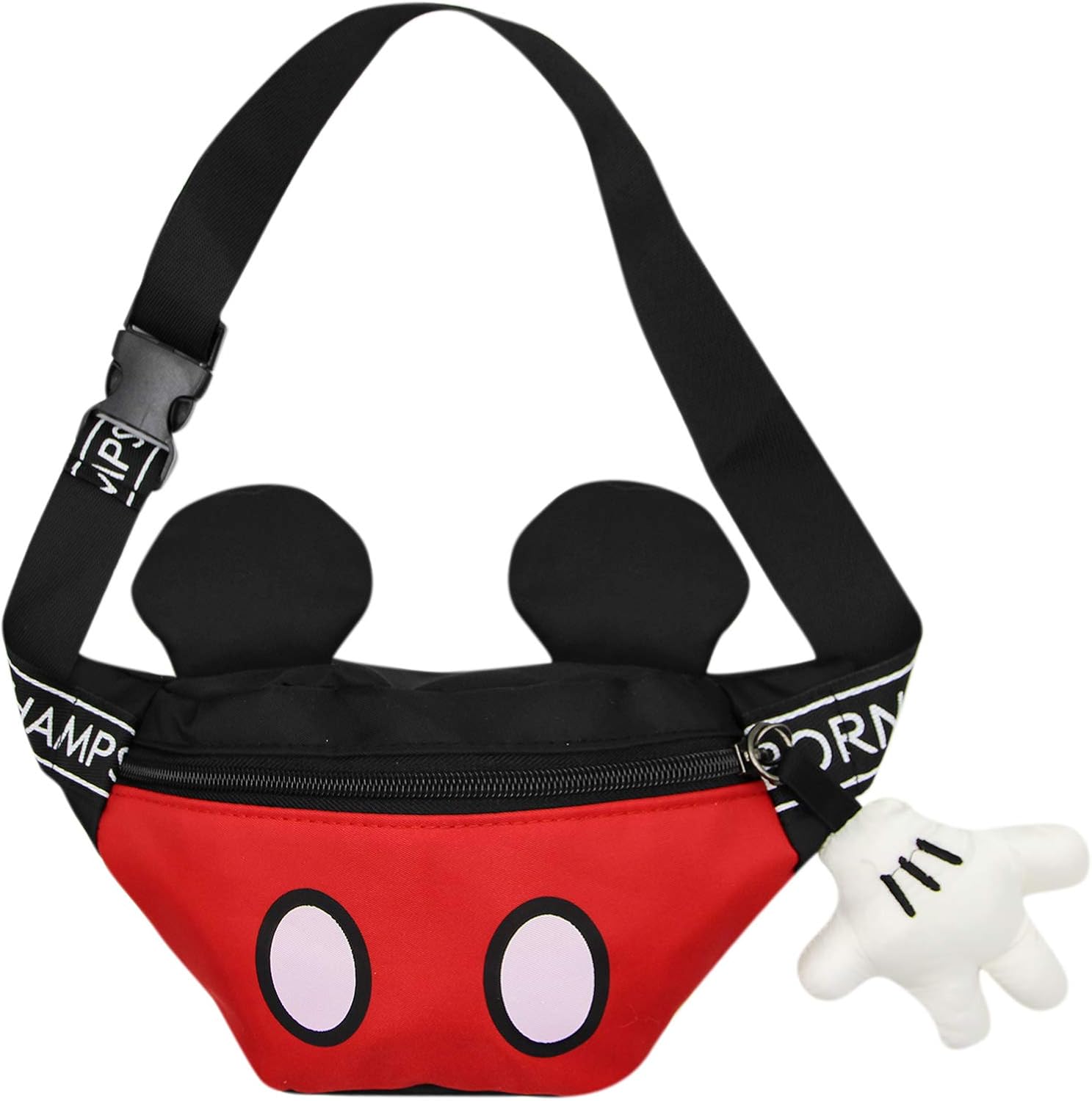 Kids Toddlers Cartoon Fanny Pack Waist Pack Cute Canvas Crossbody Purse Handbag with Mouse Ears for Boys Girls image 2