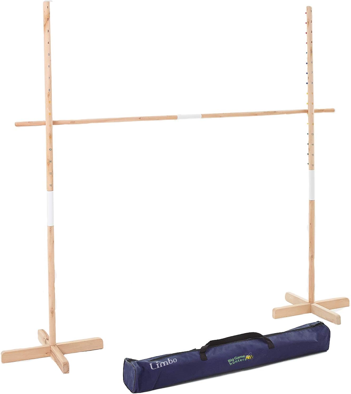 Garden Games Big Hunters Wooden Limbo in A Bag- New Stronger Design with Lower Pegs for All Ages
