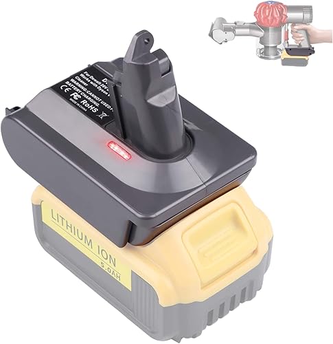 V6 Adaptador para convertidor de batería de litio Dewalt de 20 V para reemplazar a batería Dyson V6, funciona con Dyson V6 Series DC58 DC59 DC61
