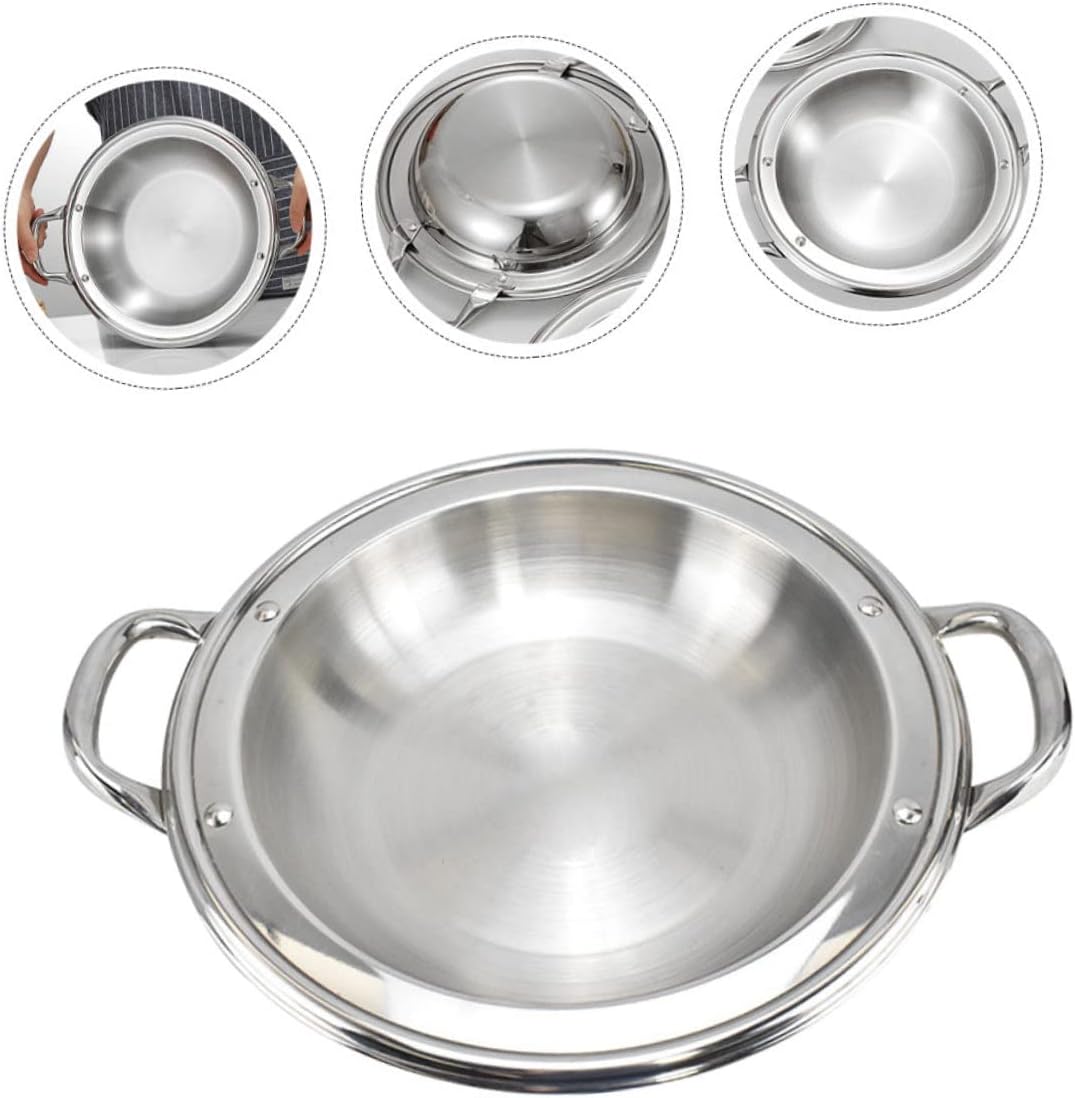 Stainless Steel Paella Pan with Double Handles for Dry Pot Cooking