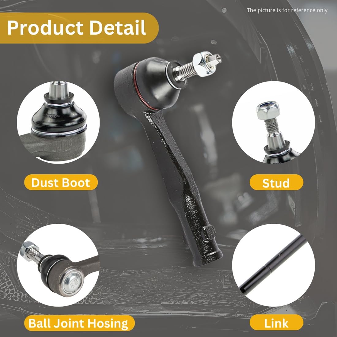 Right Outer Tie Rod End Link Suspension Steering Replacement fits Porsche Cayenne 4.8L 2008 2009 2010 2011 2012 2013 2014 2015 2016 2017 2018, Passenger Side