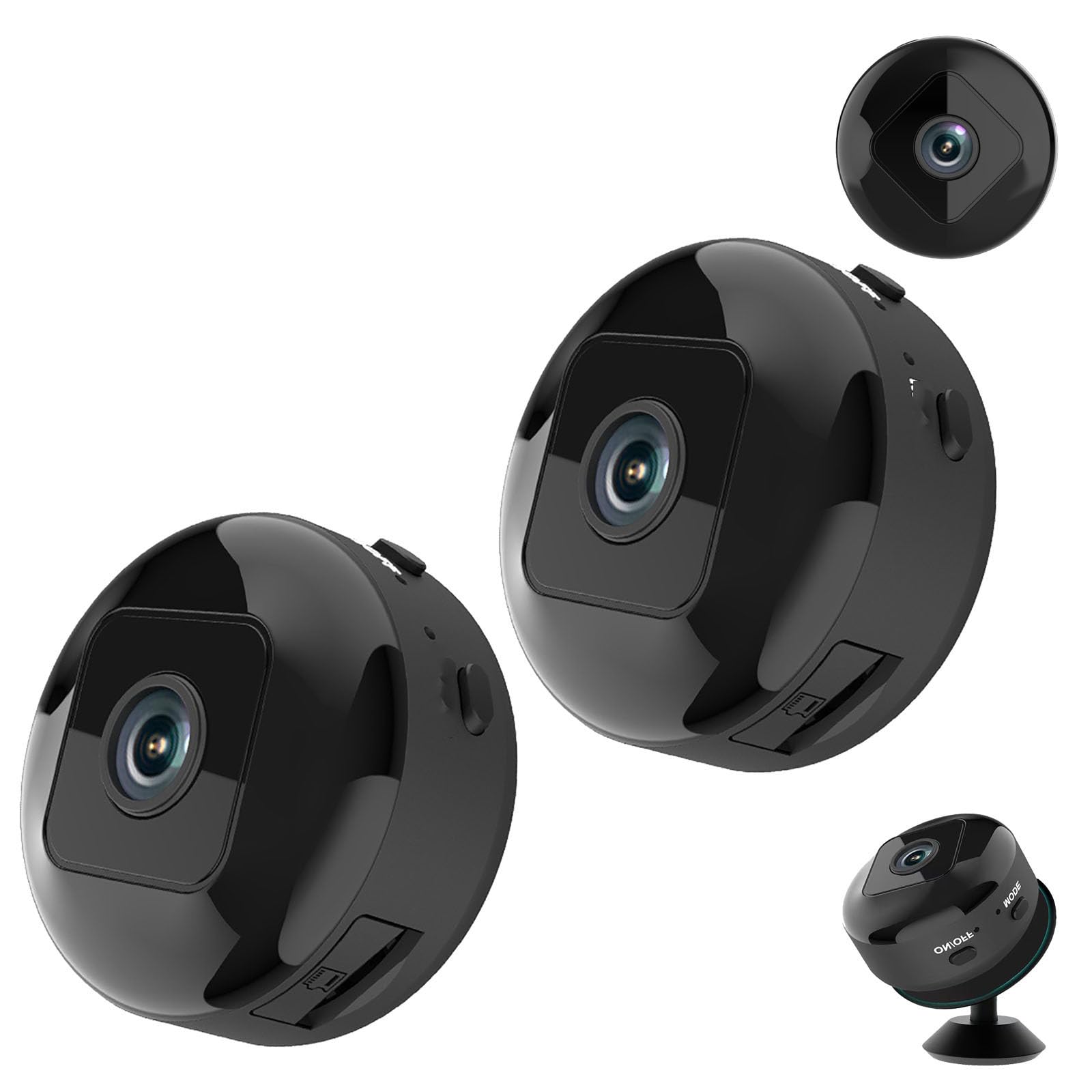 Hidden Camera HD Night Vision, Security Mini Camera WiFi Camera, Magnetic Mini Security Camera, 1080p HD Minicamera Wireless with Night Vision for Outdoor/Indoor (2PCS)