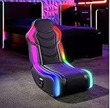 Genuine X Rocker Chimera MK2 RGB Sync Junior Floor Rocker, Light Up LED Gaming Seat with 2 Audio Speakers, RGB Lighting Options, 2.0 Audio Speakers, Folding Seat for PS4, PS5, XBOX, Switch - Black