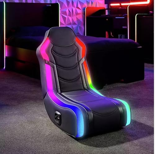 Genuine X Rocker Chimera MK2 RGB Sync Junior Floor Rocker, Light Up LED Gaming Seat with 2 Audio Speakers, RGB Lighting Options, 2.0 Audio Speakers, Folding Seat for PS4, PS5, XBOX, Switch - Black