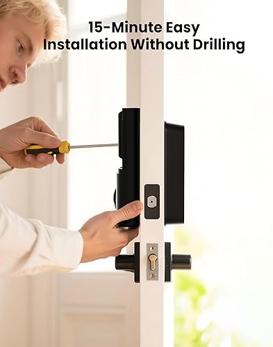 Miniatura 7 de Cerradura inteligente para puerta delantera HK01 Apple Home ecosistema huella digital cerradura de puerta sin llave, compatible con Apple Home,