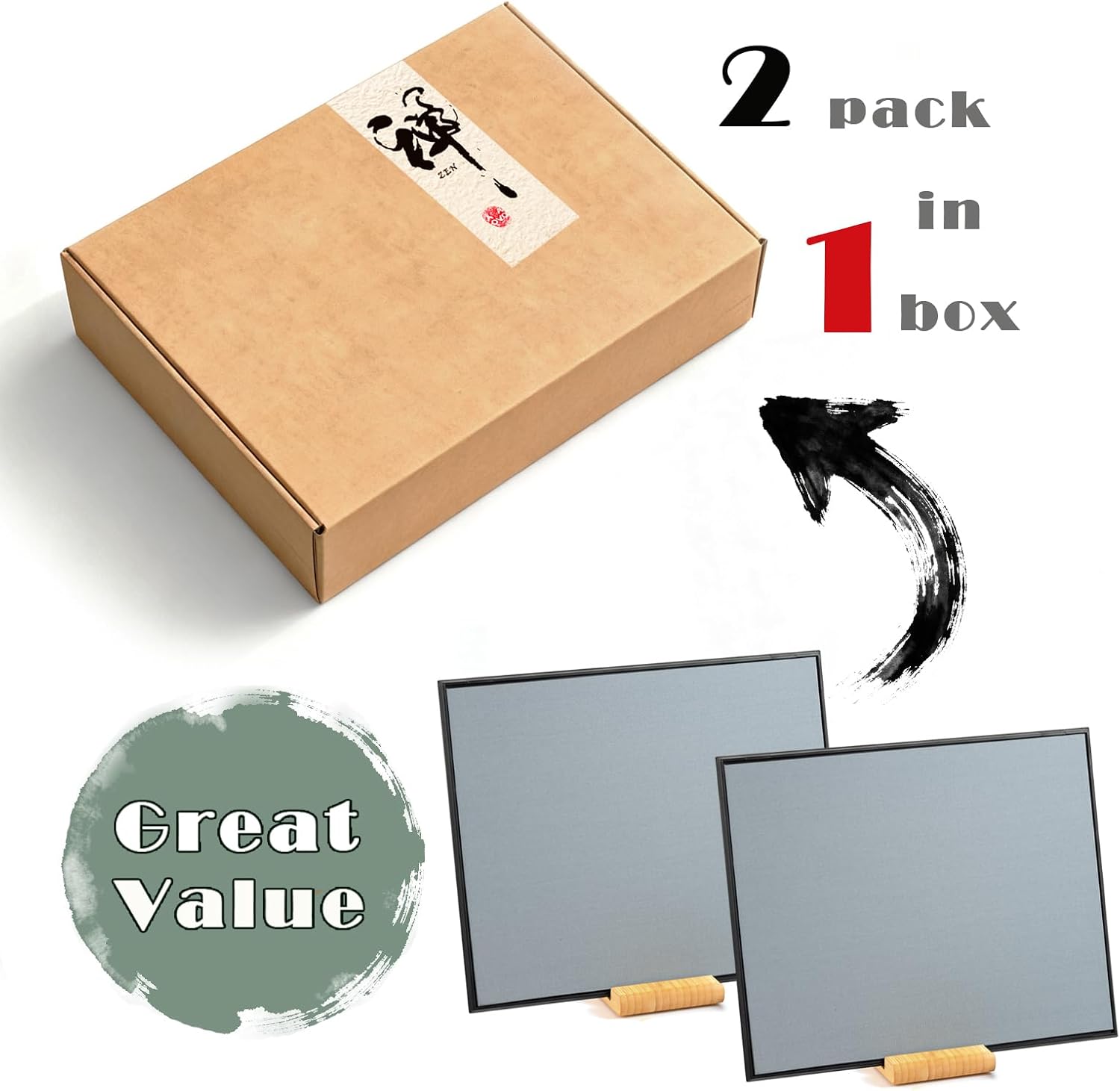 AOVOA 2 Pack Buddha Zen Drawing Board - Zen Water Drawing Board with Drawing Breathing Instruction for Meditation, Relaxing and Mindfulness Practice - Unique Gifts