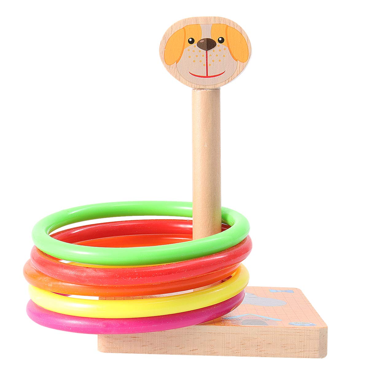 KICHOUSE Ring Game Funny Animal Wooden Throwing Rings for Boys Safe Material Improves Color for Family Fun and Outdoor Play