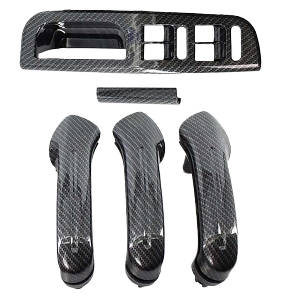 Htoqac Carbon Fiber Interior Door Handle Grab Cover Switch Bezel Compatible with MK4 1998 2004 LHD RHD(Black Lefthand driv)