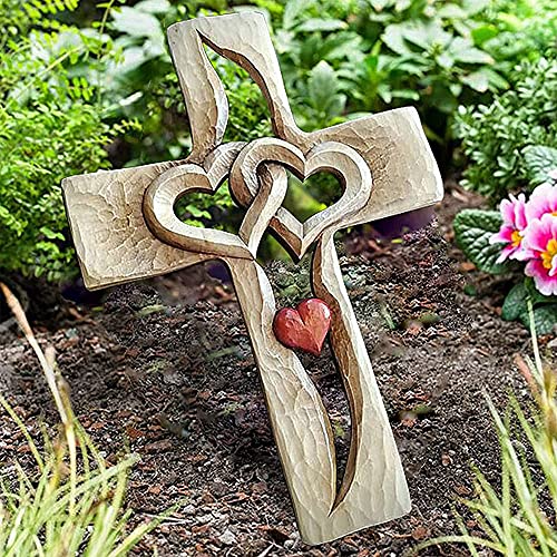 Swhcvj Gesneden houten kruis verweven harten, Muur Opknoping Houten Kruis Hand Gesneden Antiek Ontwerp, Liefde God Houten Muur Kruis voor Thuis Woonkamer Decor - Image 6