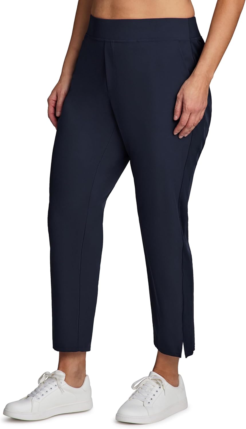 RBX Women's Plus Size Ankle Pant with Pockets Lightweight Quick Drying Woven Weekend Pants