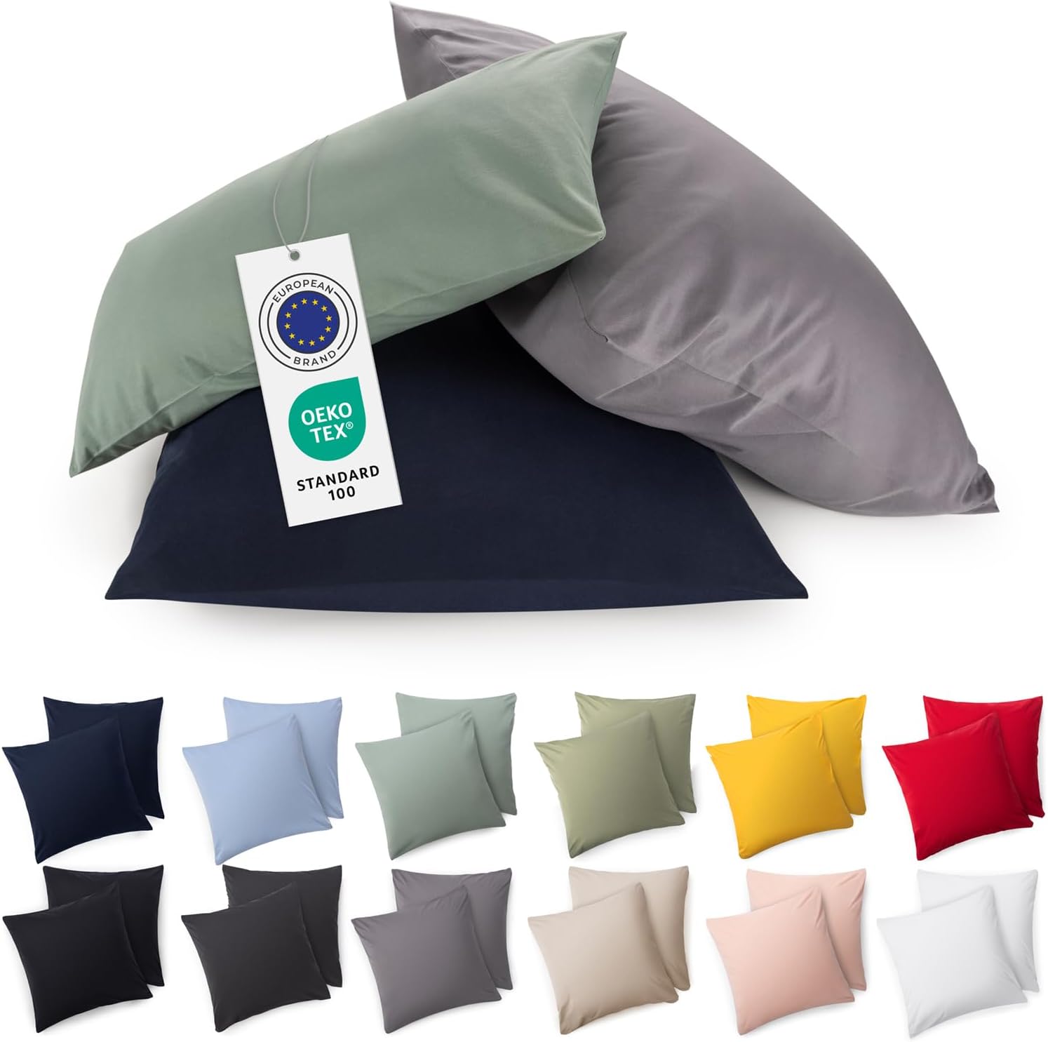 Dreamzie Taie Oreiller 65x65 Lot De 2 En Microfibre Certifiée Oeko-Tex