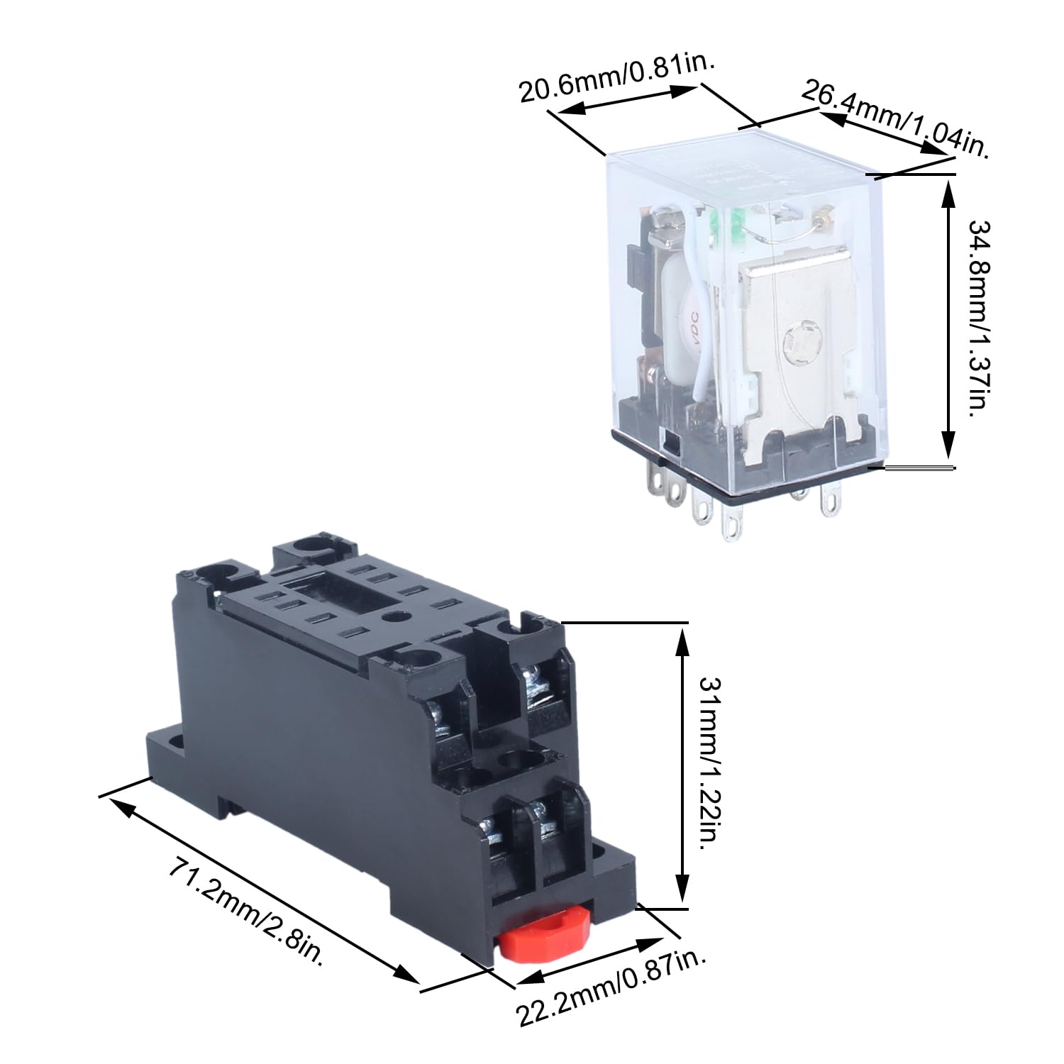 HH52P 24VDC 8-Pin 5A Coil Electromagnetic Power Relay with LED Indicator Light with Base