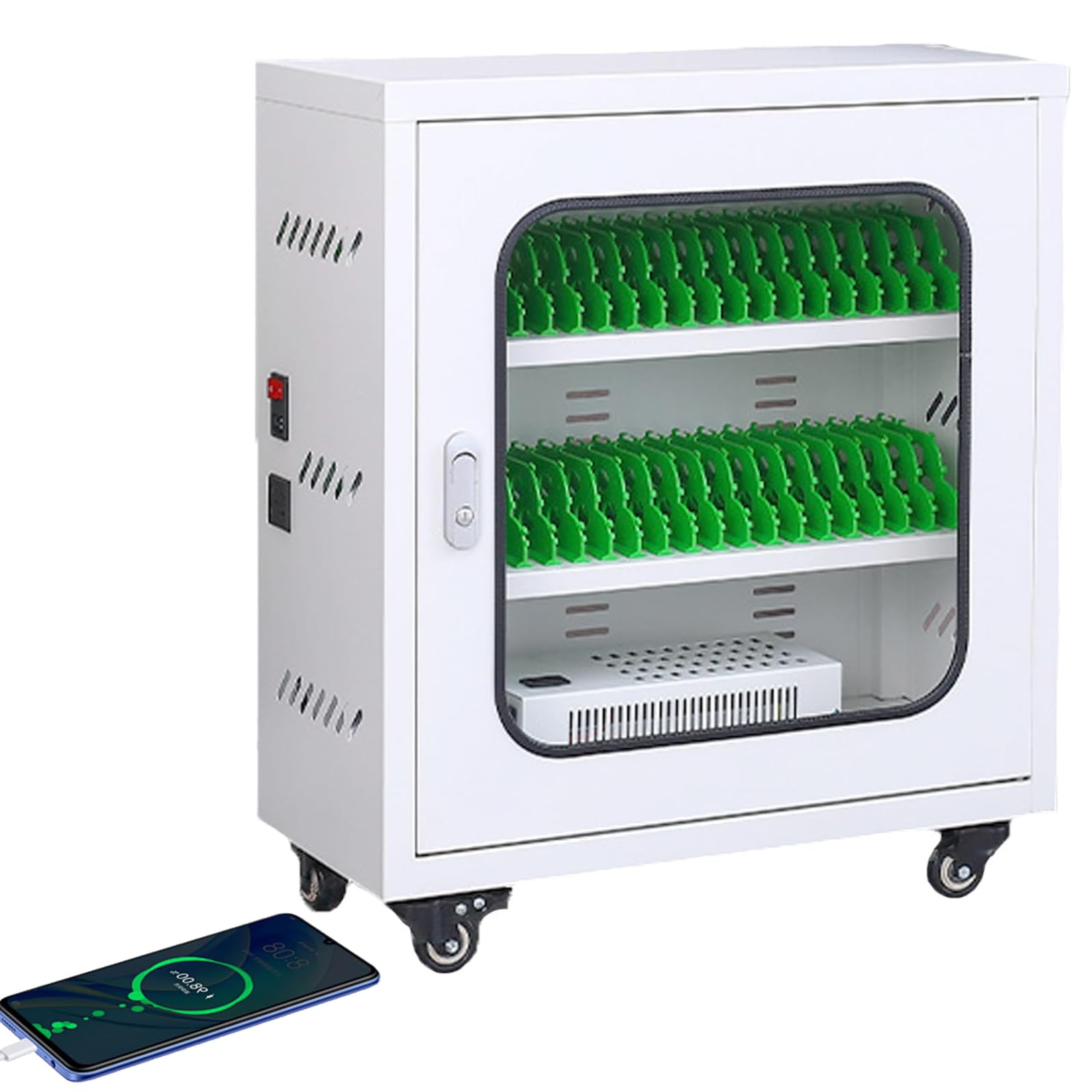 Cabinet de charge téléphone mobile robuste en alliage avec compartiments pour 40 pièces