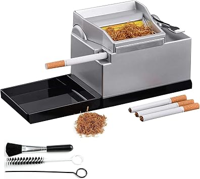 Cigarette Maker Machine, Electric Automatic Cigarette Rolling Machine with Auto Grinding of Cut Tobacco, Cleaning Brush Tools, Suitable for Cigarette Tubes and Rolling Papers