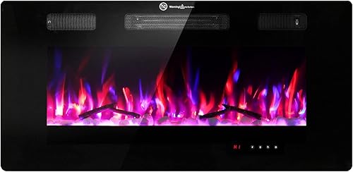 Chimenea eléctrica de 40 pulgadas, calentador de chimenea fresco al tacto, chimeneas empotradas y montadas en la pared con temporizador, control