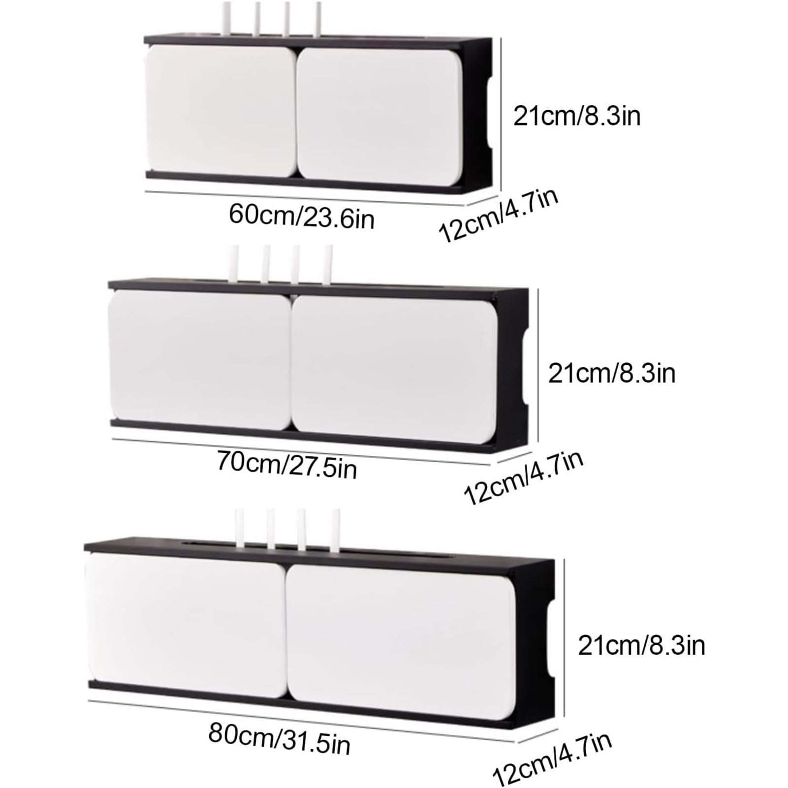 Mueble de Madera for Router WiFi, Caja de Almacenamiento Para Enrutador de Pared, Estante for Módem, Organizador de Cables, Puerta Corredera Tradicional(Wit,80cm/31.5in)