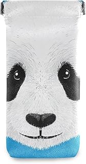 HUSSRITY Eyeglasses Case Panda Sunglasses Pouch Soft PU Leather Squeeze Top Eyeglass Holder Portable Glasses Case For Women Men