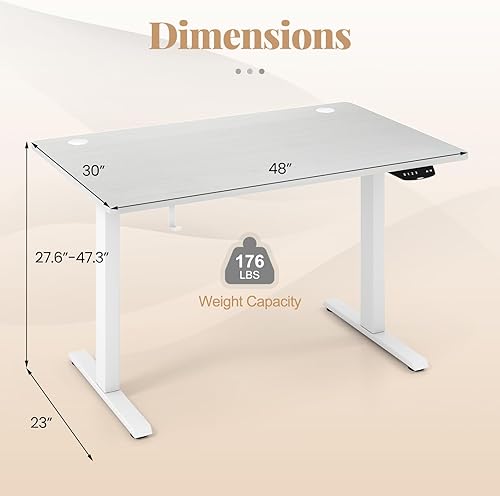 Miniatura 3 de Tangkula Escritorio eléctrico de pie con motor doble, 48 x 30 pulgadas, altura ajustable, estación de trabajo para computadora con controlador de