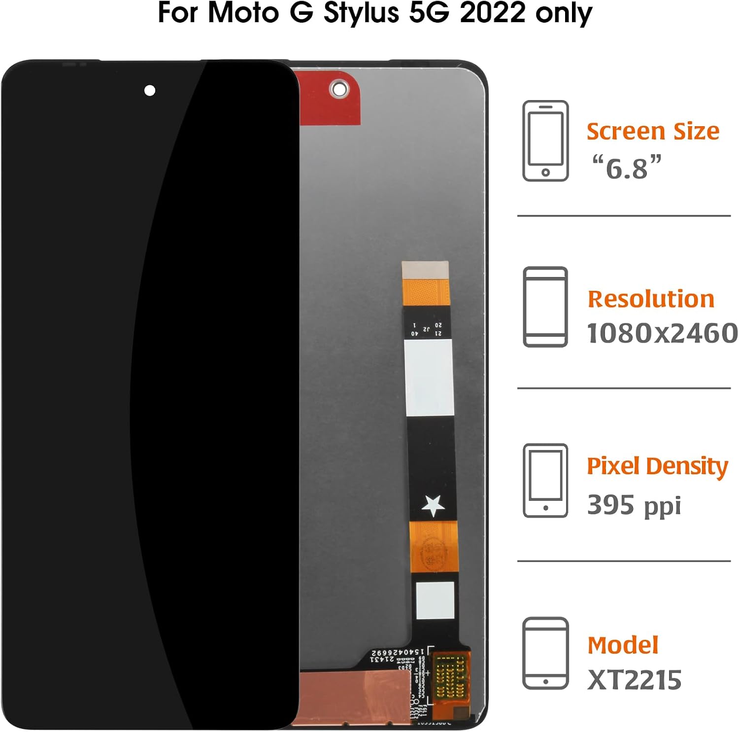 for Motorola Moto G Stylus 5G 2022 6.8" LCD Screen Replacement LCD Display Touch Digitizer Screen Assembly XT2215-1 XT2215-4 XT2215-2 with Repair Tools(Not for G Stylus 4G 2022)