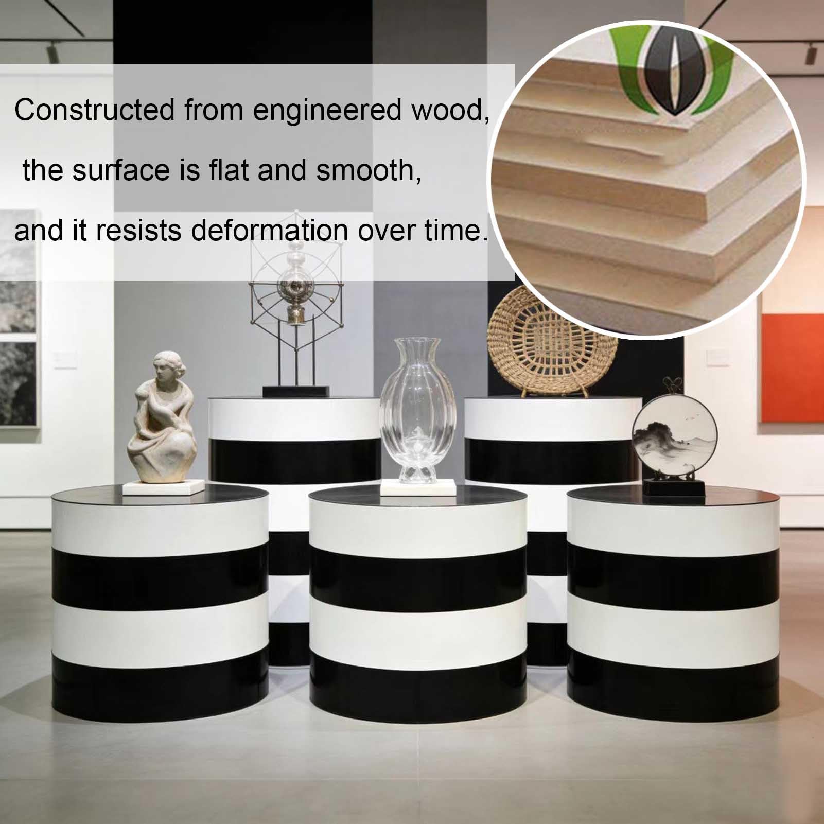 Expositor Cilindro, Columna Pedestal de Madera para Escaparate Galería Arte y Fiesta Boda, Peana Redonda Soporta 100kg(40X90CM)
