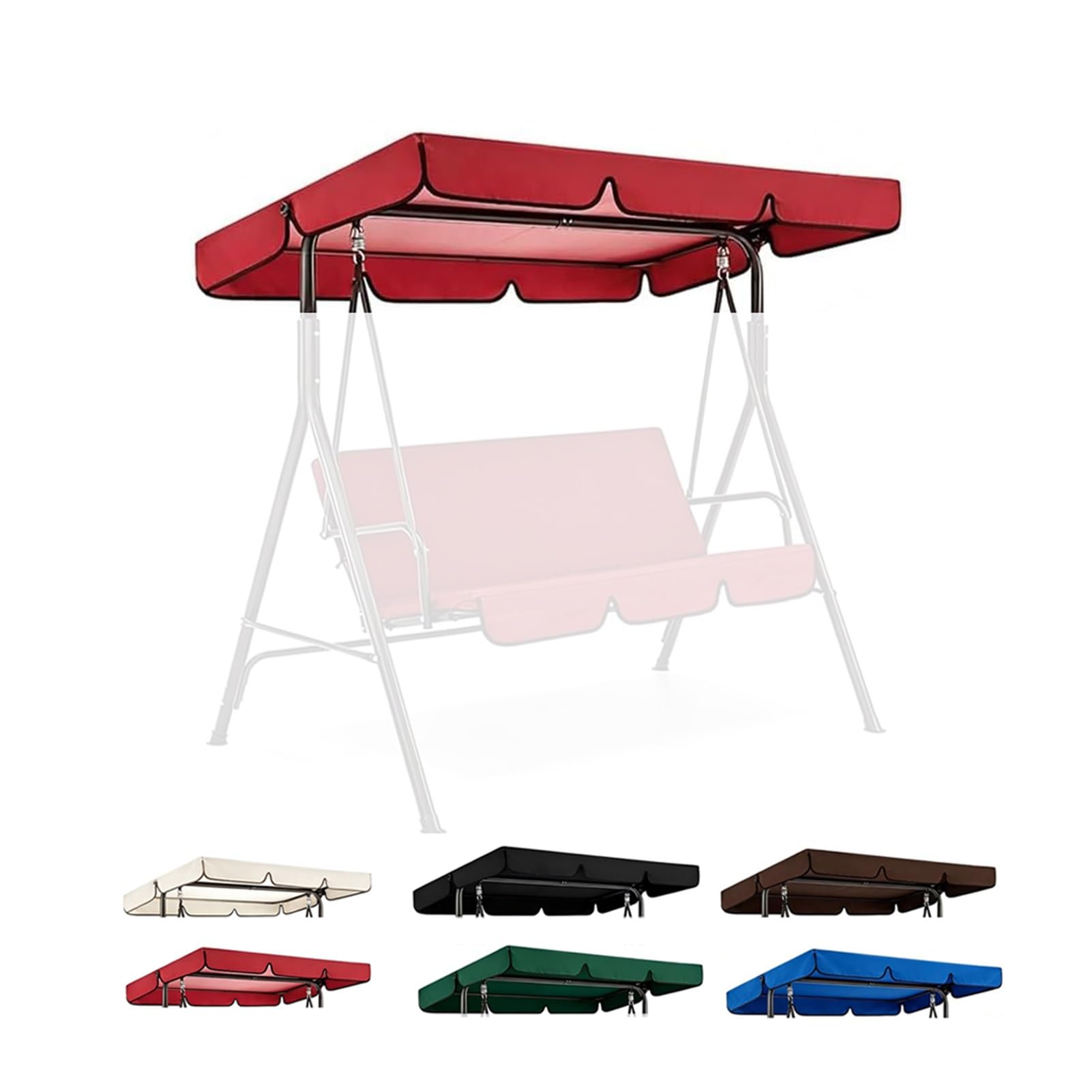Kxwoq3ed Red Garden Swing Chair Canopy Replacement, Waterproof Outdoor Patio Swing Canopy Cover, Sun Shade Awning Garden Hammock Top Cover(,190X132x15cm)