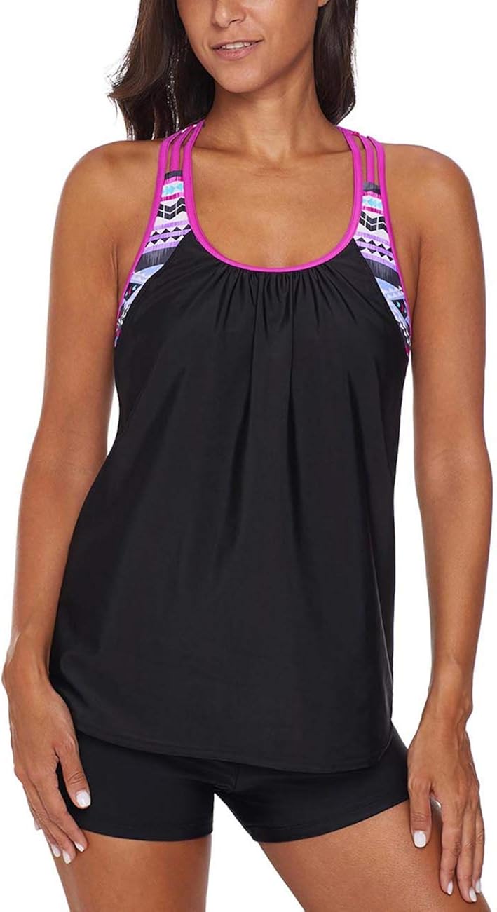 SEBOWEL DamenBadeanzug, Tankini, VAusschnitt, mit Trägern, Tankini