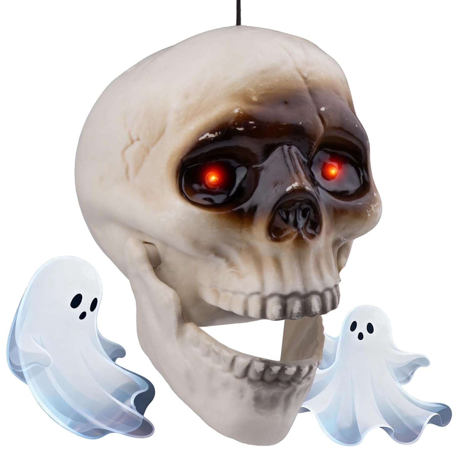 Ghost Hunting Equipment, Briidea Skull Paranormal Detector Kit with Flashing Red Eyes, Jaw Movement with Buzzer Alert, Battery Powered for Haunted Adventures and Halloween Fun
